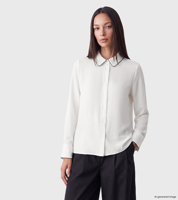 Embroidery Detail Long Sleeves Aerobin Shirt