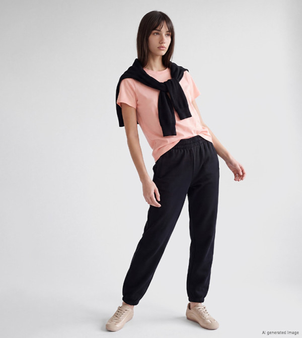 Solid Elastic Waist Joggers