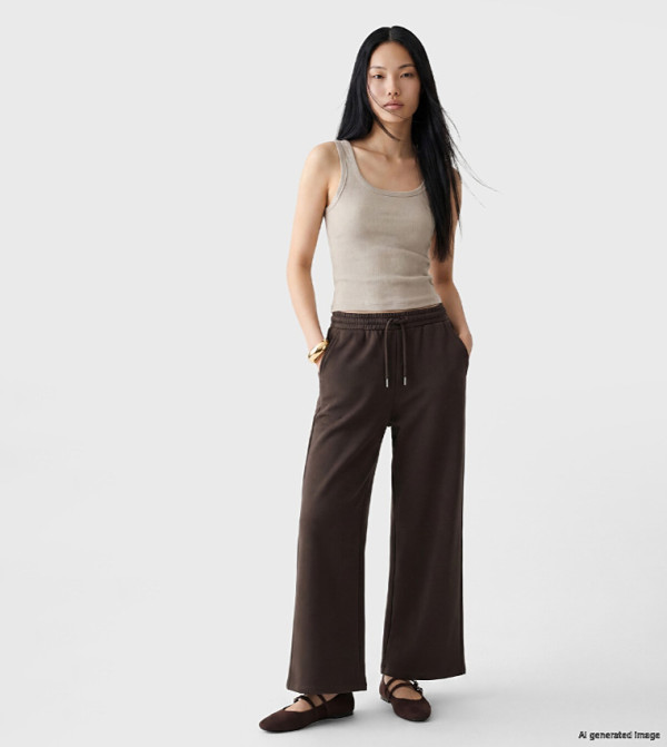 Solid Drawstring Waist Wide Leg Sweatpants