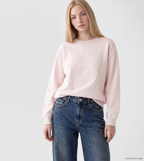 Mickey Mouse Embossed Relaxed Fit Sweatshirt