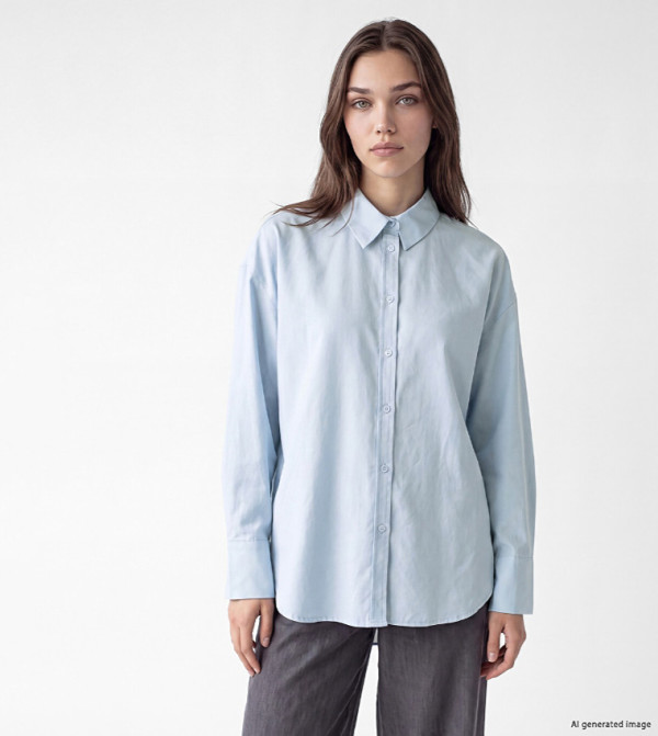 Solid Long Sleeves Oversized Shirt