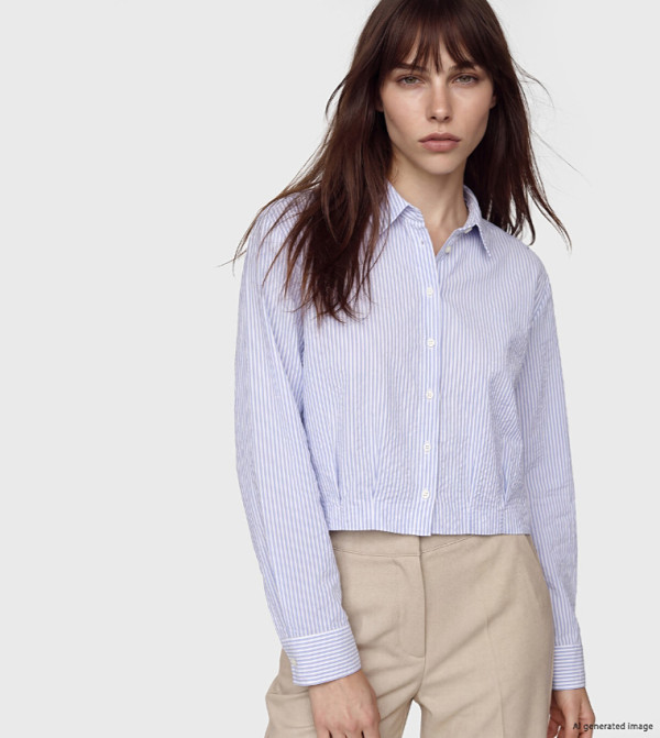 Striped Long Sleeves Cropped Shirt