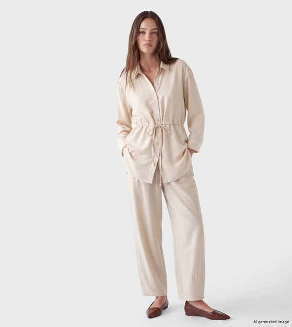 Solid Pleated Relaxed Fit Trousers
