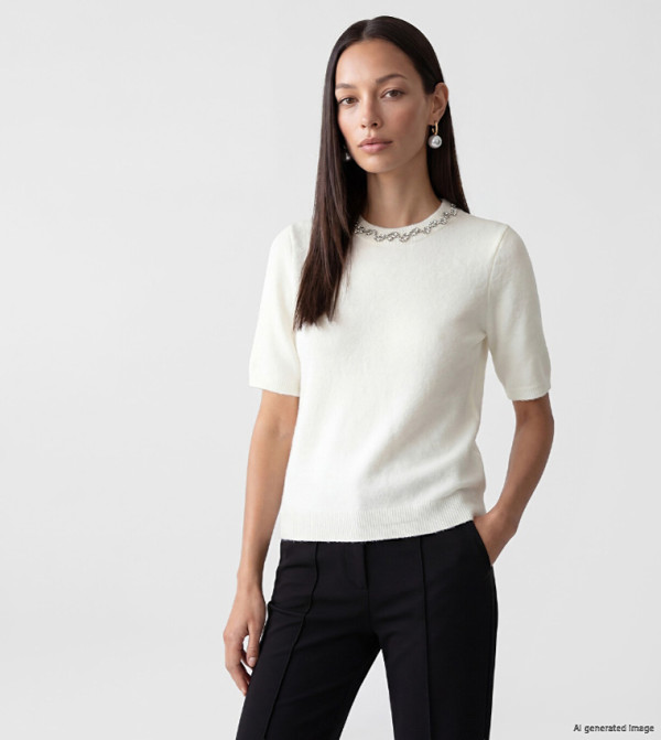 Embellished Crew Neck Sweater