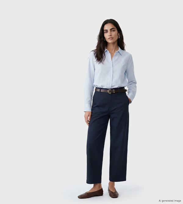 Solid Belted Wide Leg Trousers