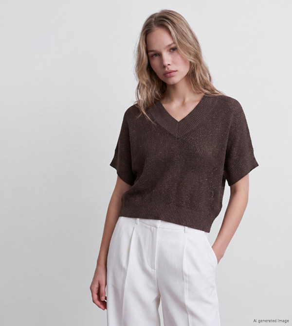 Textured V-Neck Sweater