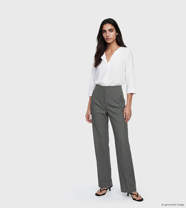 Solid Pleat Detail Wide Leg Trousers