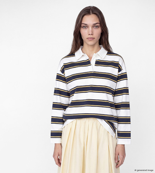 Striped Collared Oversized Sweatshirt