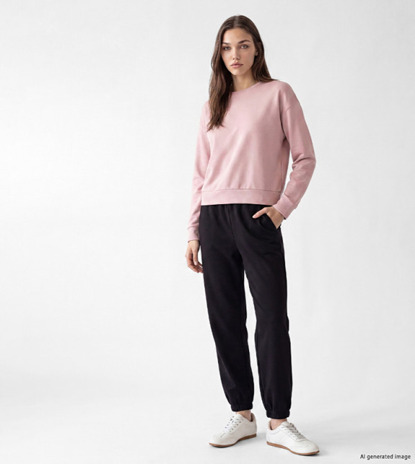 Solid Elastic Waist Joggers