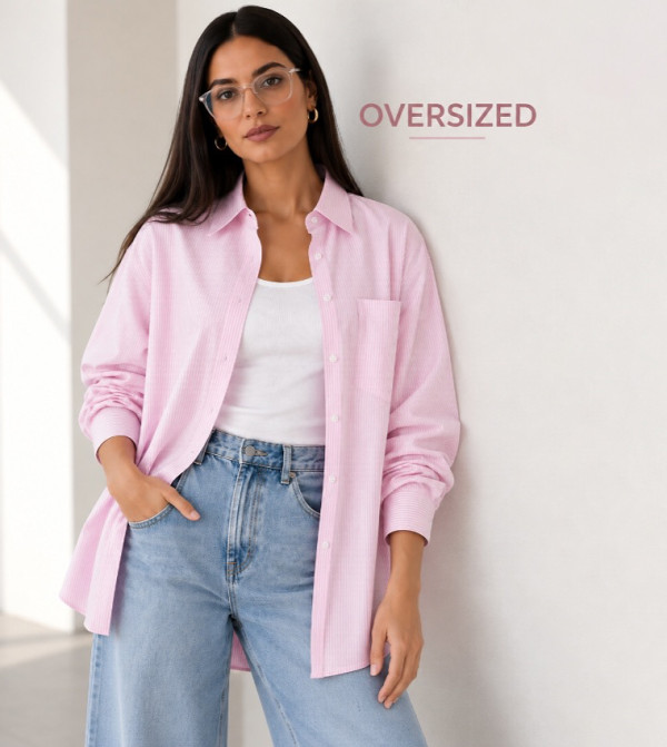 Striped Long Sleeves Oversized Shirt