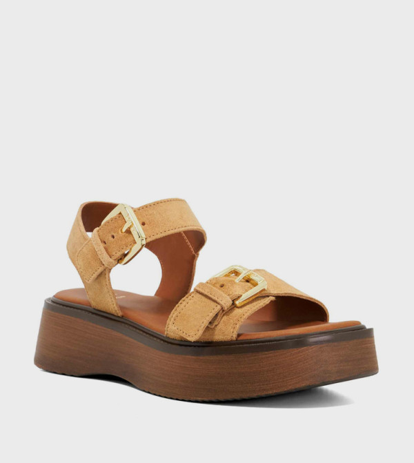 LUNO Buckled Wedge Sandals