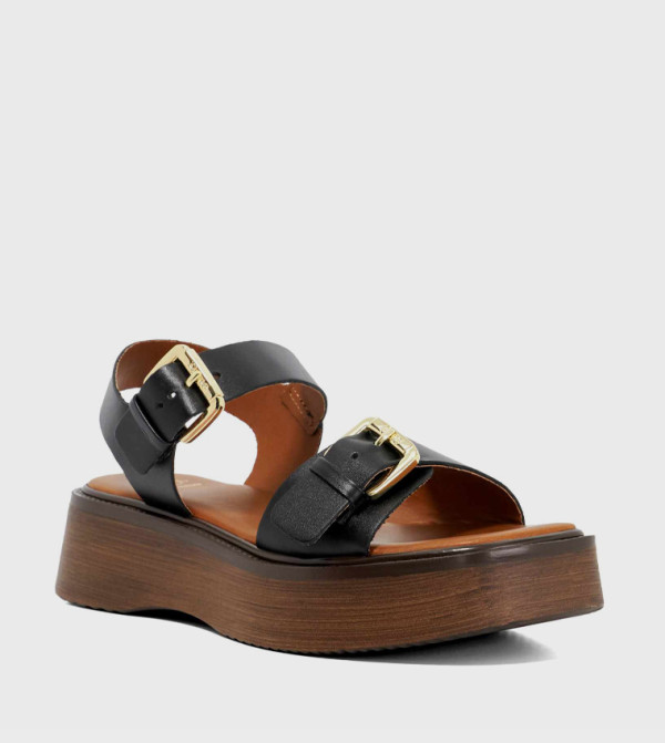 LUNO Buckled Wedge Sandals