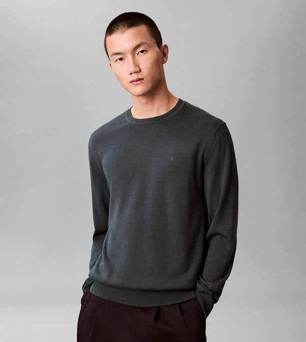 Monogram Crew Neck Supima Cotton Sweater