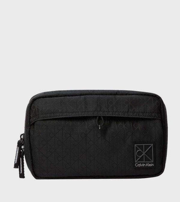 Monogram Print Zippered Toiletry Bag