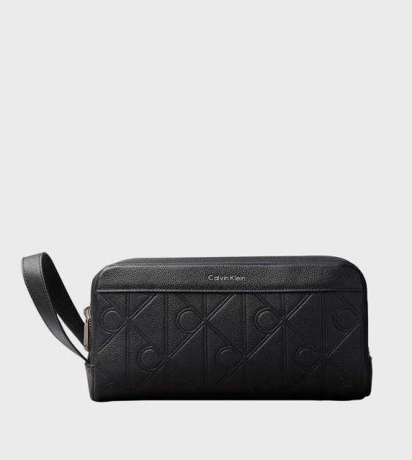 Monogram Embossed Zippered Toiletry Bag