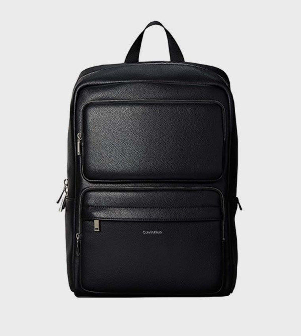 Textured Double Pocket Zip Backpack