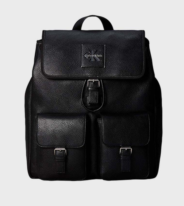 Textured Buckle Flap Backpack