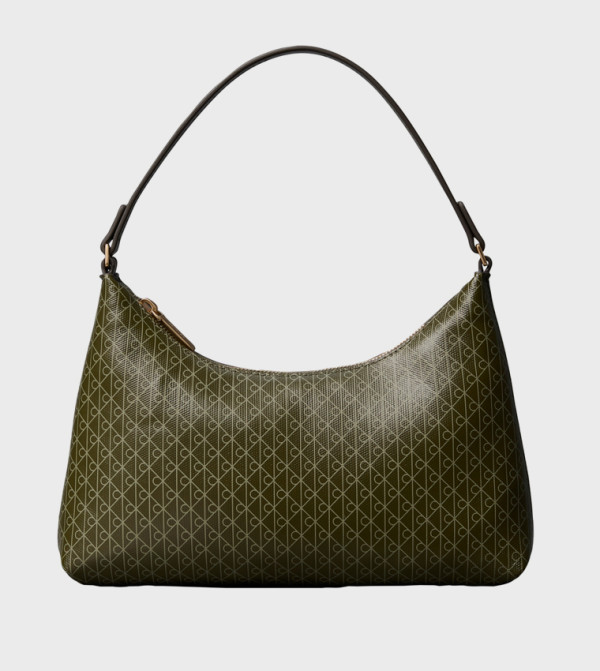 Monogram Print Zippered Shoulder Bag