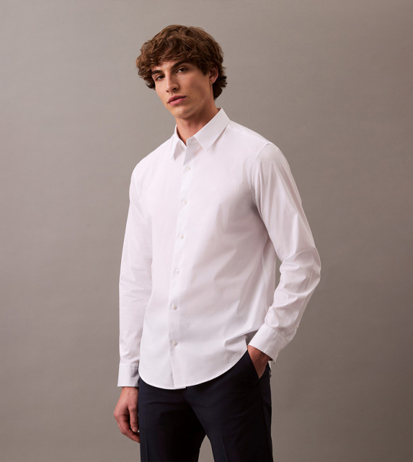 Solid Stretch Long Sleeves Classic Shirt