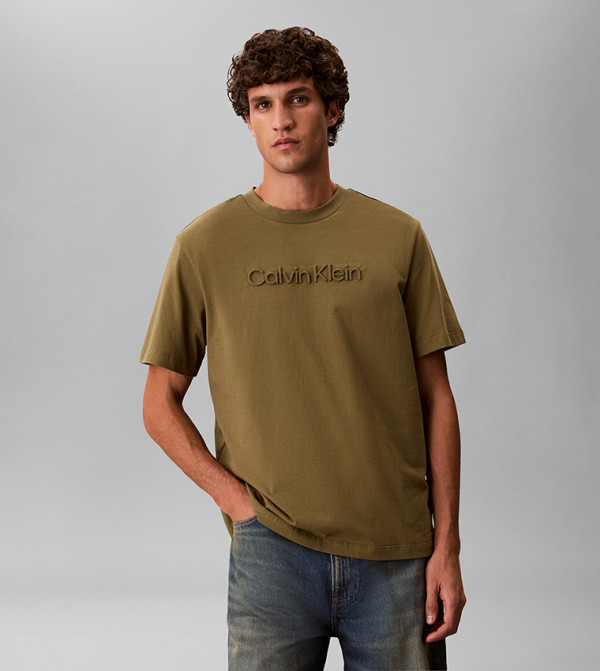 Logo Embossed Crew Neck T-Shirt