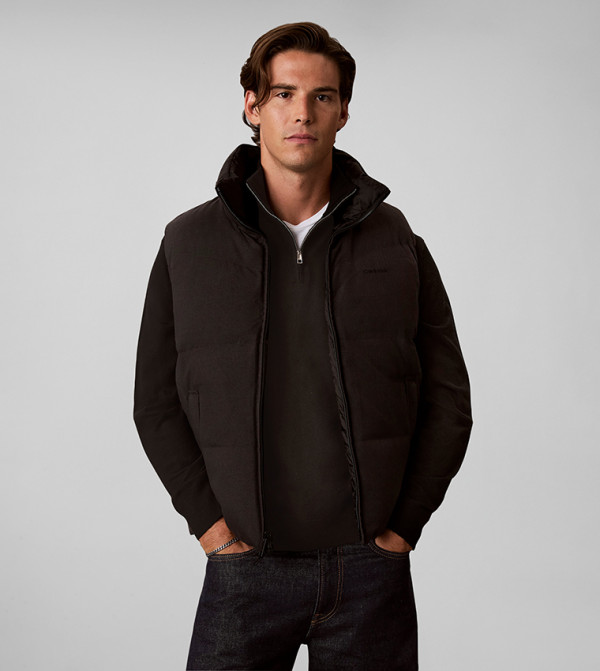 Solid Zipper Puffer Gilet