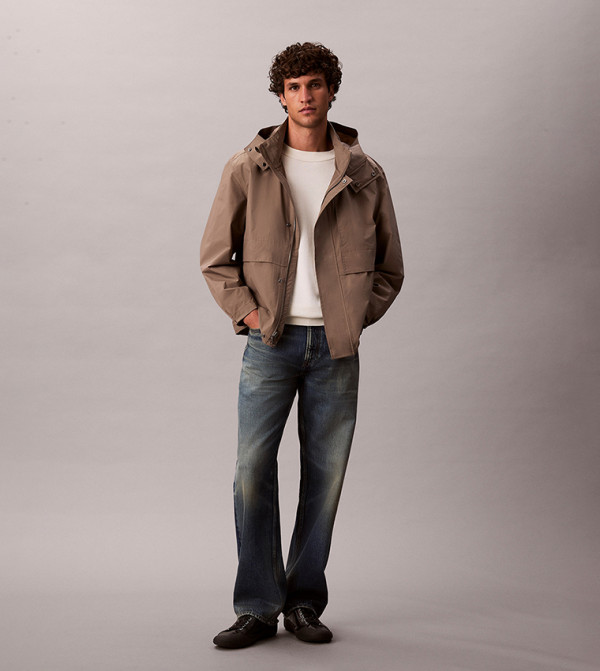 Solid Hooded Relaxed Fit Jacket