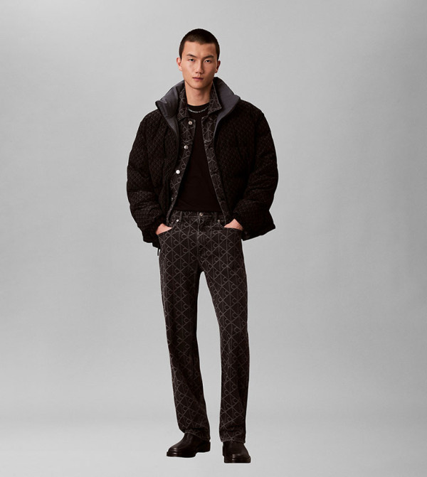 Monogram Patterned Straight Fit Jeans