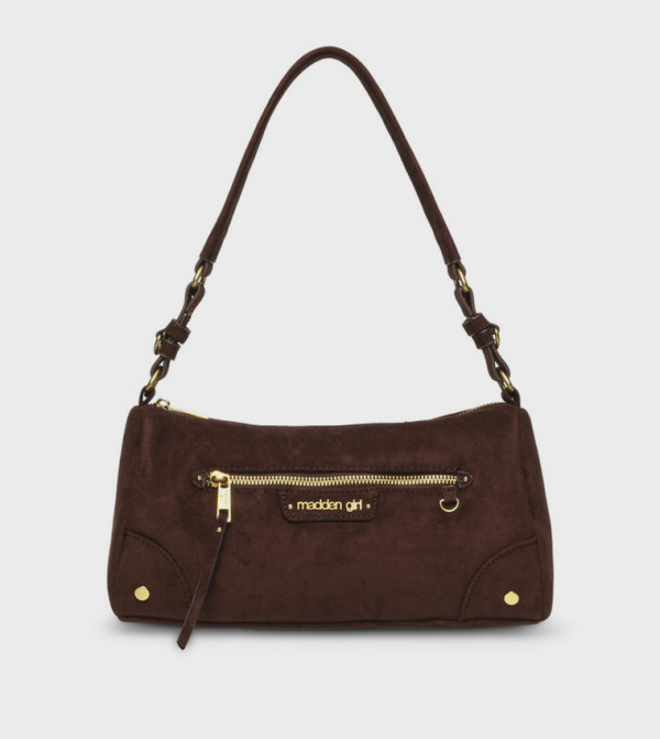 Solid Zip Shoulder Bag
