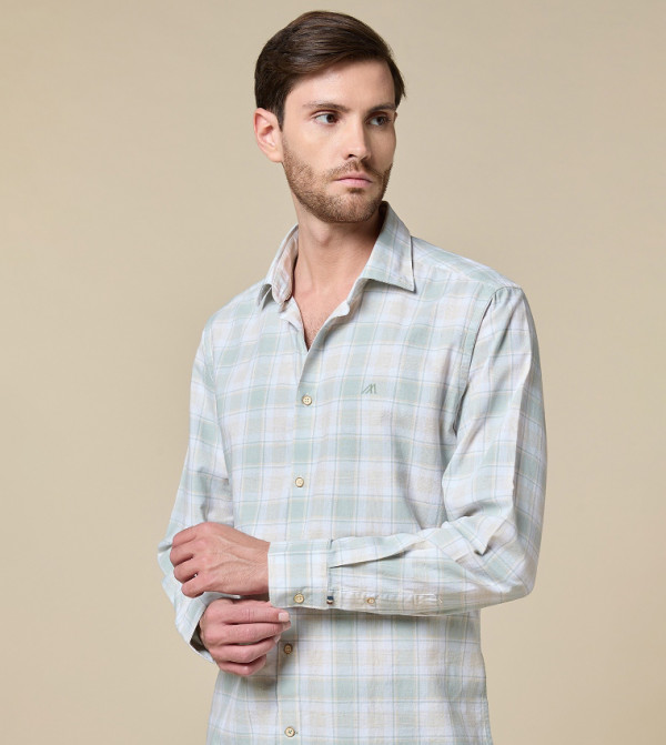 Check Long Sleeves Cotton Shirt