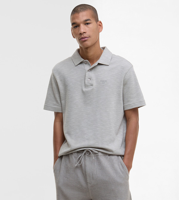HEPPLE Textured Short Sleeves Polo T-Shirt