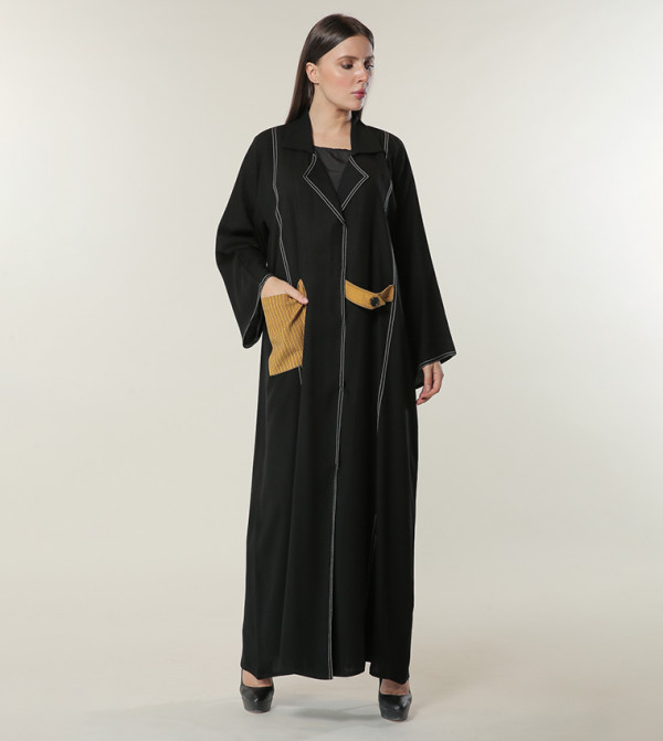 Colour Block Stitch Detailed Abaya 