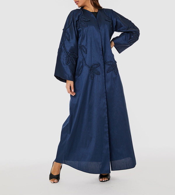 Applique Detail Long Sleeves Open Abaya