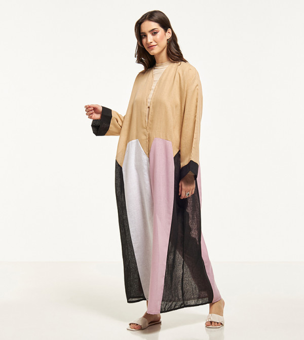 Color Block Abaya with Sheila
