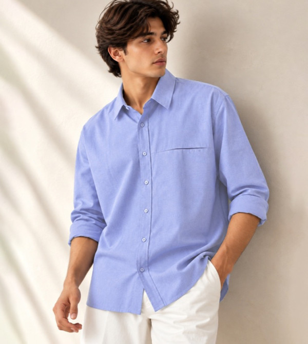 Solid Oxford Boxy Fit Long Sleeves Shirt