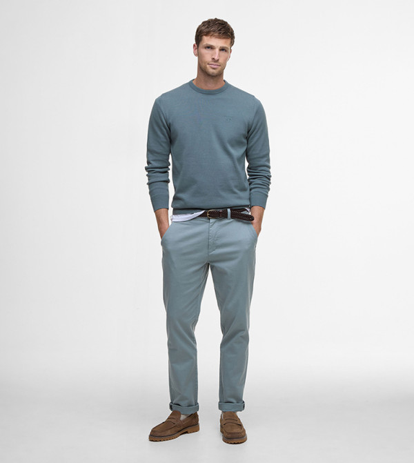 Solid Tailored Fit Twill Trousers