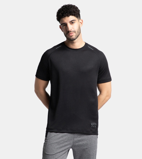 Lightweight Microfiber Solid Round Neck Short Sleeves T-Shirt with Breathable Mesh
