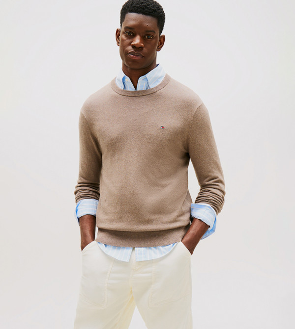 Flag Detail Crew Neck Sweater