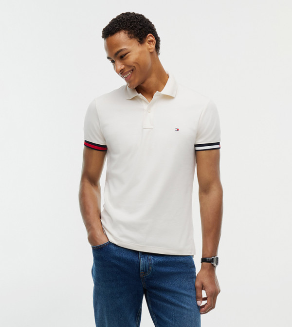 Flag Detail Slim Fit Polo T-Shirt