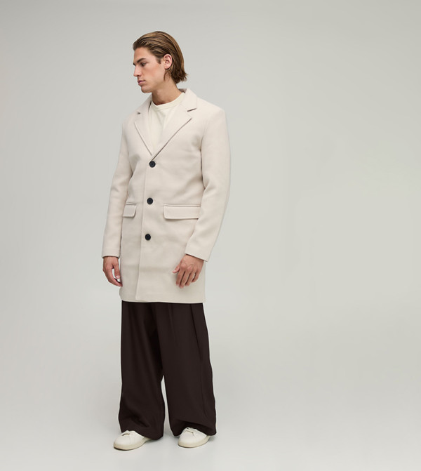 Single Breasted Wool Look Overcoat