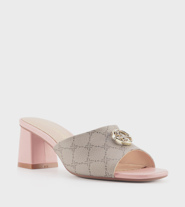 NACELL Patterned Block Heel Sandals