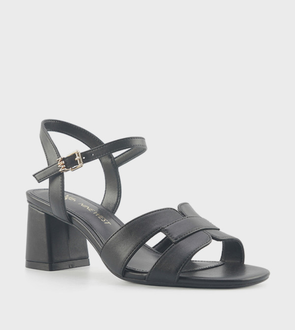 NADIRA Solid Ankle Strap Heeled Sandals