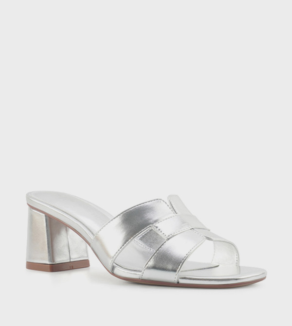 NAGINA Metallic H-Strap Heeled Sandals