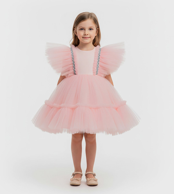 Lace Princess Dress With Bow Shrimp
