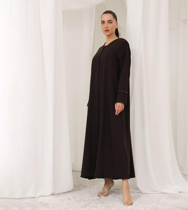 Embellished V-Neck Abaya with Sheila