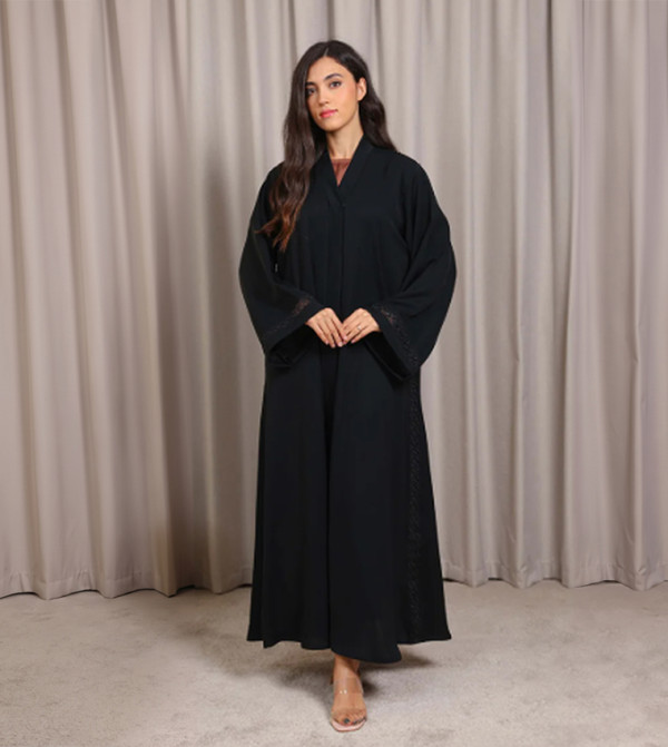 Lace Detail Flared Sleeves Nida Abaya