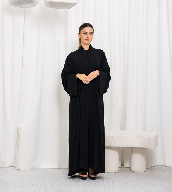 Folded Front Band Long Sleeves Abaya