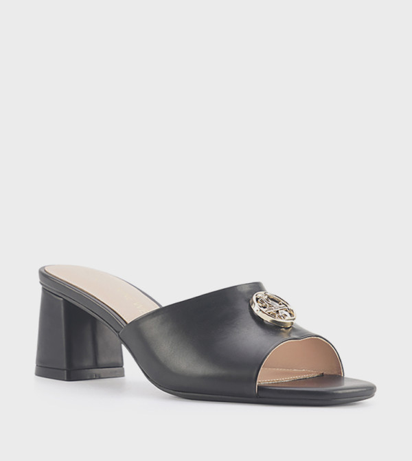 NACELL Metal Accent Block Heel Sandals