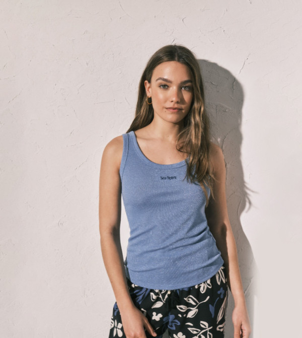 LUREX Ribbed Sleeveless Top