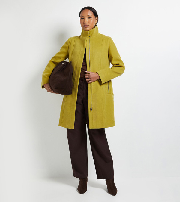 Long Sleeves Funnel Neck Coat