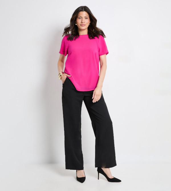 Button Detail Straight Fit Trousers